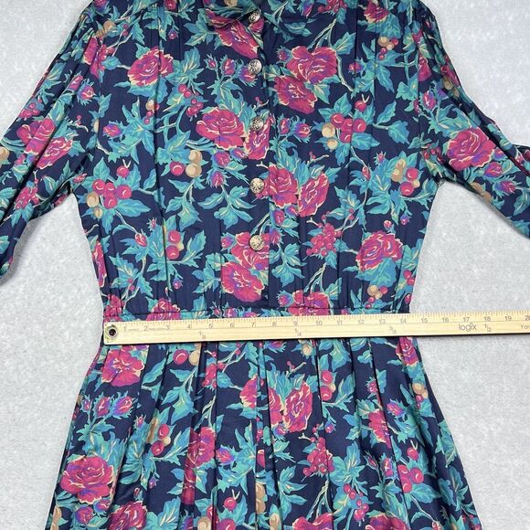 Vintage Talbots Dress Womens SZ 8 Multicolor Floral Button Down Long Sleeve Maxi - Picture 11 of 13